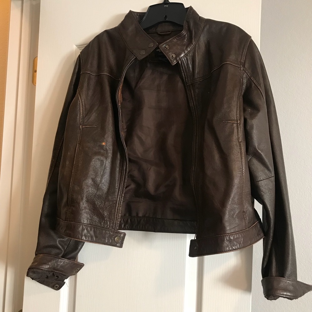 Leather bomber jacket